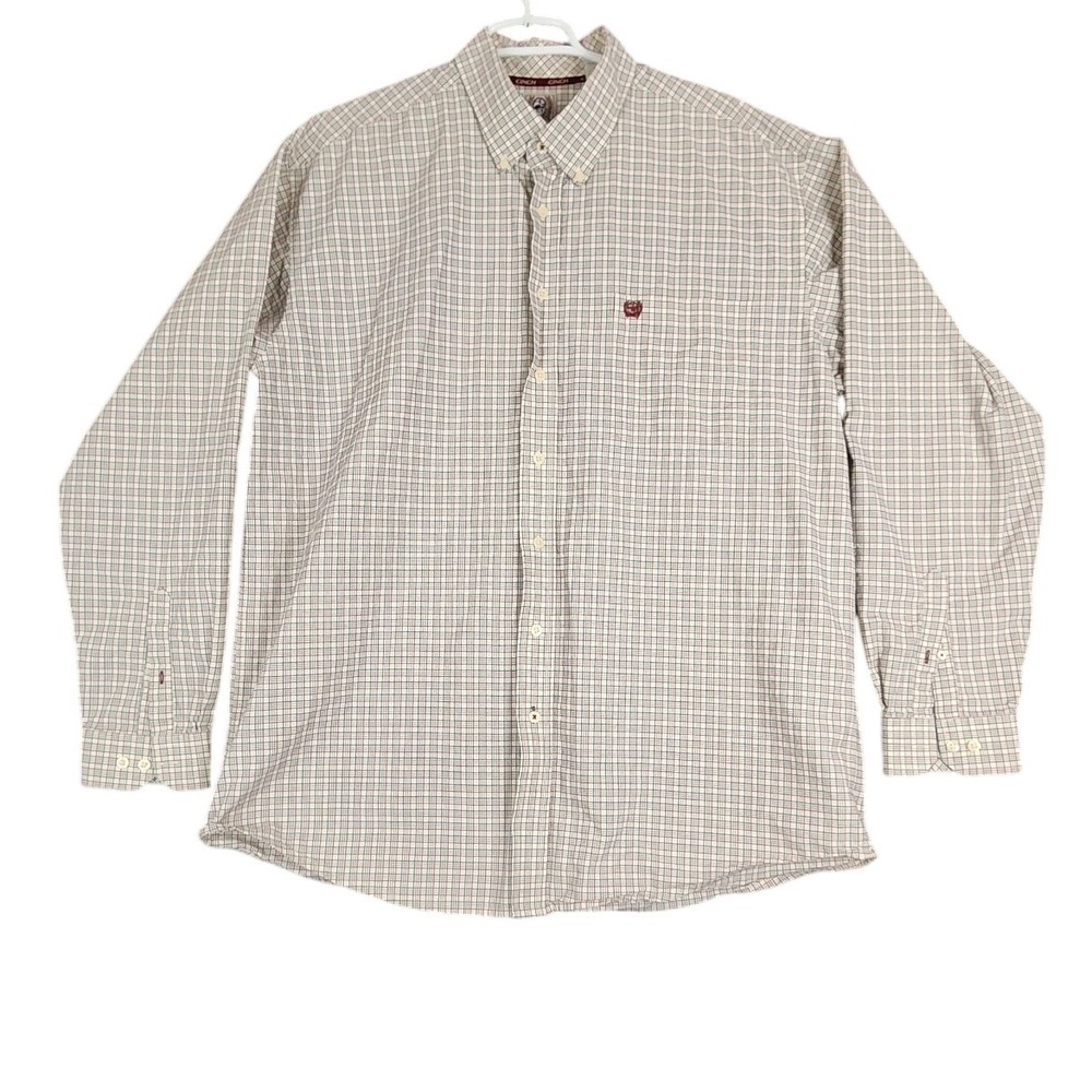 Cinch Mens XL Plaid Long Sleeve Button‎ Down Shirt Western Rodeo